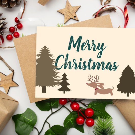 ダクシュントクリスマスカードウィーナードッグ サンキューカード