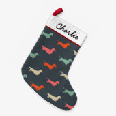 ダクシュントシルエットウィーナードッグラバーズ スモールクリスマスストッキング (正面 (吊り時))