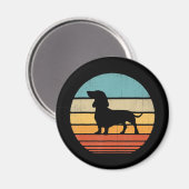 ダクシュントシルエット60s 70s贈り物犬好き マグネット (正面/裏面)