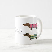 ダクシュントソーセージドッグウィーナードッグラバー名前をカスタムする コーヒーマグカップ (正面右)