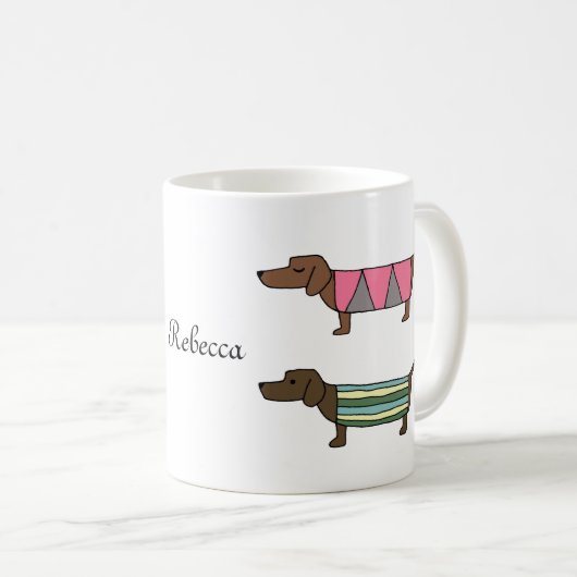 ダクシュントソーセージドッグウィーナードッグラバー名前をカスタムする コーヒーマグカップ (正面右)