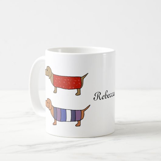 ダクシュントソーセージドッグウィーナードッグラバー名前をカスタムする コーヒーマグカップ (正面左)