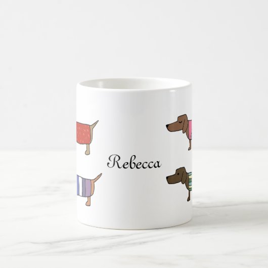 ダクシュントソーセージドッグウィーナードッグラバー名前をカスタムする コーヒーマグカップ (中央)