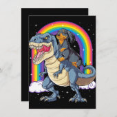 ダクシュント乗馬恐竜Tレックス贈り物少年私 招待状 (正面/裏面)