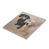 ダクシュント（スムース）絵画ズ-オリジナルドッグアート タイル (側面)