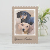 ダクシュント（スムース）絵画ズ-オリジナルドッグアート 招待状 (スタンド正面)