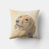 ダクシュント（長髪）絵画のオリジナル·ドッグ·アート クッション (裏面)