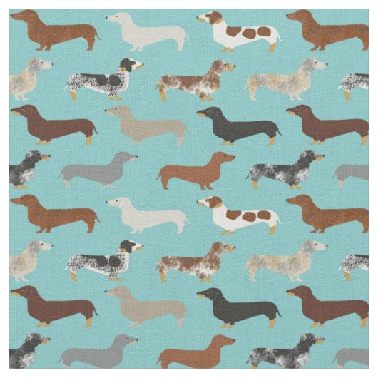 ダクシュンド犬ライトブルー ファブリック (クローズアップ)