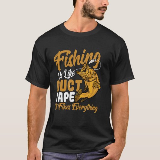 ダクトテープですべてを修理するように釣りするMeme Tシャツ (正面)