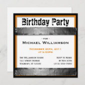 ダクトテープスクエアメンズオレンジ誕生日招待状 招待状 (正面/裏面)