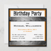 ダクトテープスクエアメンズオレンジ誕生日招待状 招待状 (正面)