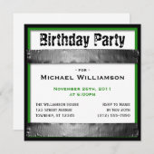 ダクトテープスクエアメンズグリーン誕生日招待状 招待状 (正面/裏面)