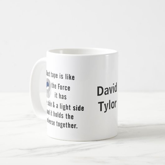 ダクトテープ、エンジニアリングユーモア コーヒーマグカップ (正面左)