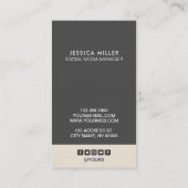 ダクラシックークグレー&ベージュソーシャルメディア縦 名刺 (裏面)