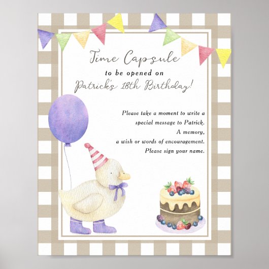 ダクリングタイムカプセル1歳男女兼用誕生日 ポスター (正面)