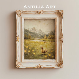 ダクリングマウンテンメドウランドスケープヴィンテージ自然 ポスター