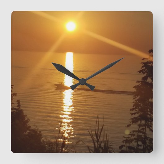 ダグのボート スクエア壁時計 (正面)