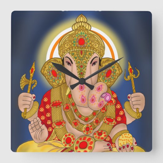 ダグゼスガネーシャ時計 スクエア壁時計 (正面)