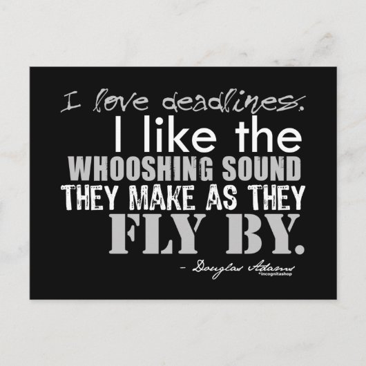 ダグラスアダムス期限引用文 ポストカード (正面)