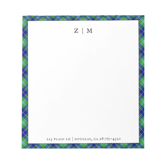 ダグラスクランタータンチェック格子模様 ノートパッド (正面)