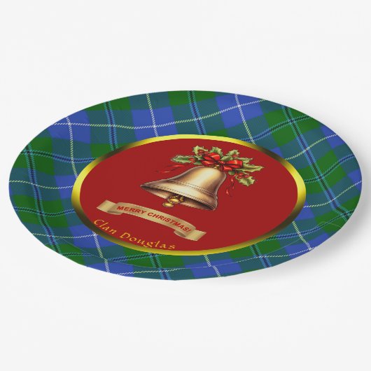 ダグラスタータンチェックパーソナライズされたクリスマス ペーパープレート (アングル)