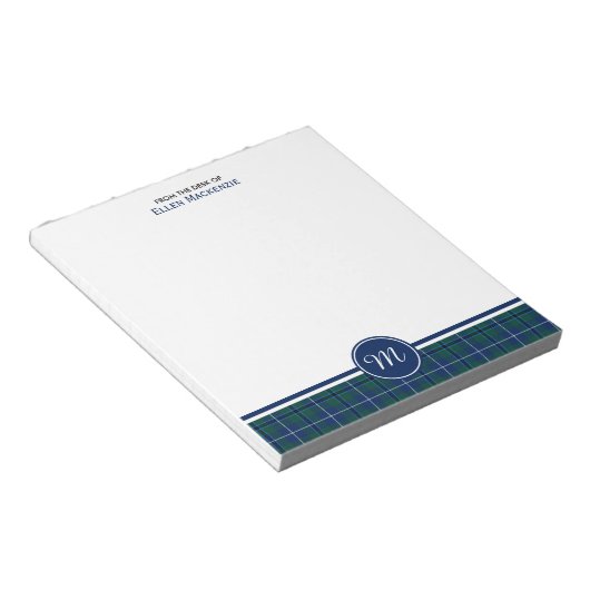 ダグラスファミリーネイビーブルーモダンタータンチェックモノグラム ノートパッド (アングル)