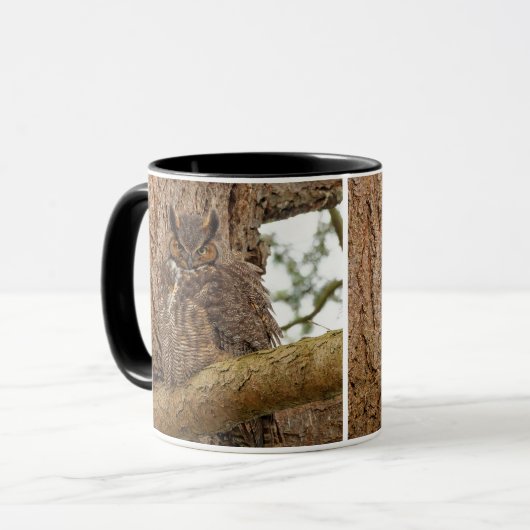 ダグラス素晴らしモミの角のフクロウラプター マグカップ (正面左)