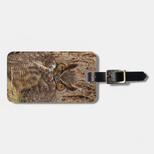 ダグラス素晴らしモミの角のフクロウ ラゲッジタグ (正面横)