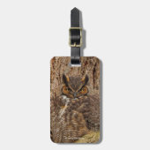 ダグラス素晴らしモミの角のフクロウ ラゲッジタグ (正面縦)