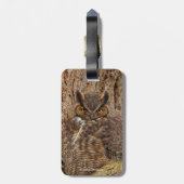 ダグラス素晴らしモミの角のフクロウ ラゲッジタグ (裏面縦)