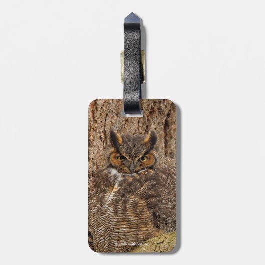 ダグラス素晴らしモミの角のフクロウ ラゲッジタグ (裏面縦)