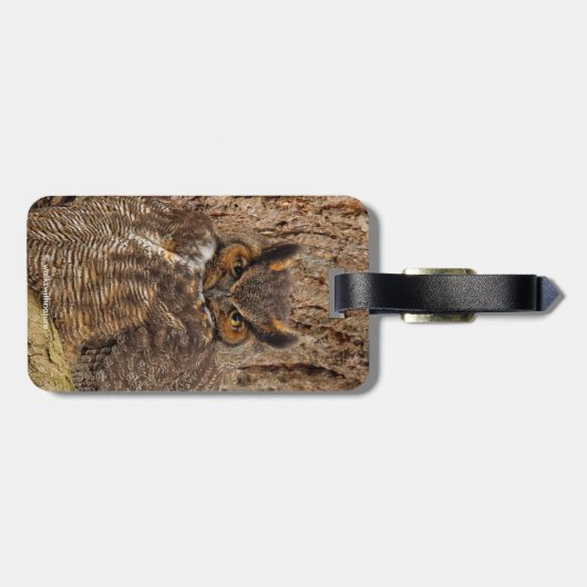 ダグラス素晴らしモミの角のフクロウ ラゲッジタグ (裏面横)