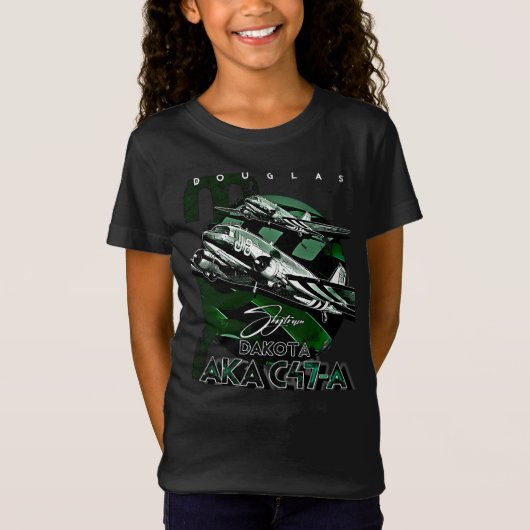 ダグラスAKA C-47ダコタスカイトレイン軍隊版 Tシャツ (正面)