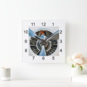 ダグラスDC-3の航空機。 プロペラ スクエア壁時計 (ホーム)