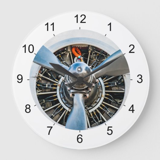 ダグラスDC-3航空機。プロペラ ラージ壁時計 (正面)