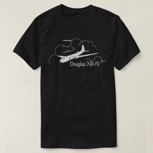 ダグラスXB19アメリカ第2次世界大戦飛行機シルエット飛んでいる Tシャツ (デザイン正面)