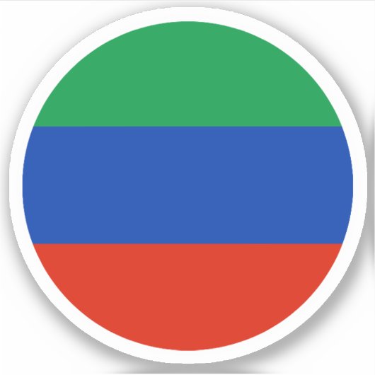 ダゲスタン国旗ステッカー（丸型） シール (正面)