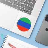 ダゲスタン国旗ステッカー（丸型） シール (ノートパソコンとiPhone)
