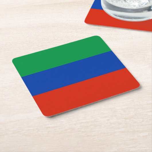 ダゲスタン国旗 スクエアペーパーコースター (アングル)