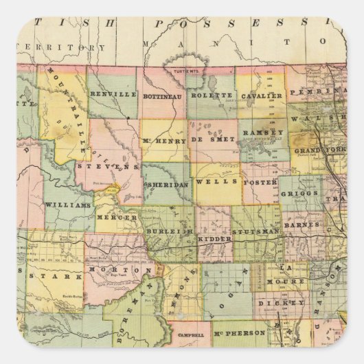 ダコタの地図 スクエアシール (正面)