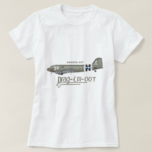 ダコタのC47 SKYTRAIN -それらをOOT引張って下さい Tシャツ (デザイン正面)
