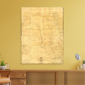 ダコタ州のポスト路線地図 キャンバスプリント (インサイチュ (リビング))