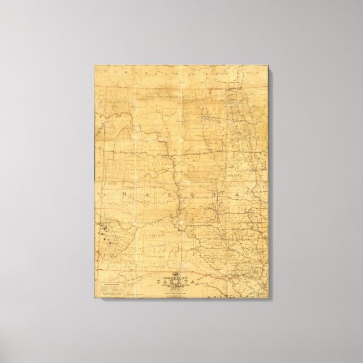 ダコタ州のポスト路線地図 キャンバスプリント (正面)