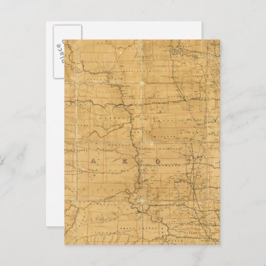 ダコタ州のポスト路線地図 ポストカード (正面/裏面)