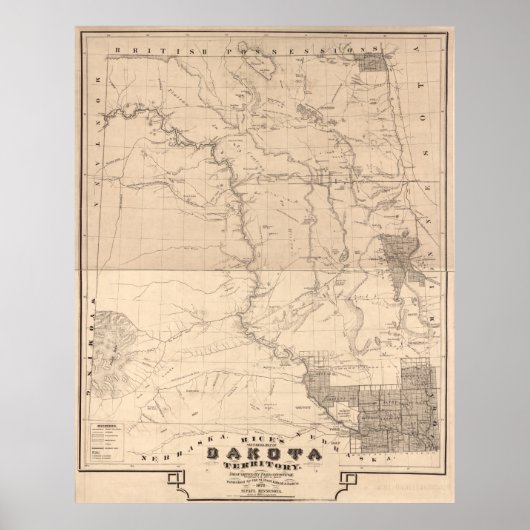 ダコタ州の地区地図 ポスター (正面)