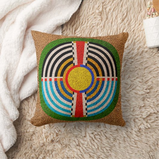 ダコタ-ブラックフット族の円形浮彫りのデザイン クッション (ブランケット)