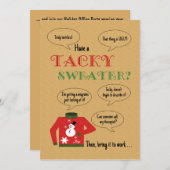 ダサいクリスマススウェターのオフィスパーティ 招待状 (正面/裏面)