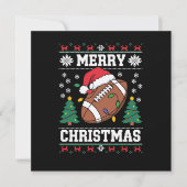 ダサいクリスマススウェター風サンタアメリカンフットボール 招待状 (正面)