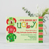 ダサいクリスマススウェットパーティーの招待状 招待状 (スタンド正面)