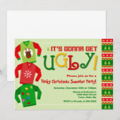 ダサいクリスマススウェットパーティーの招待状 招待状 (正面/裏面)